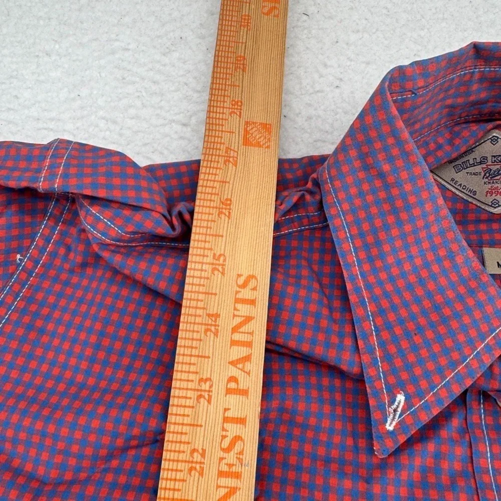 Bills Khakis Shirt Men XL Blue Orange Plaid Long Sleeve Button Down Front Pocket